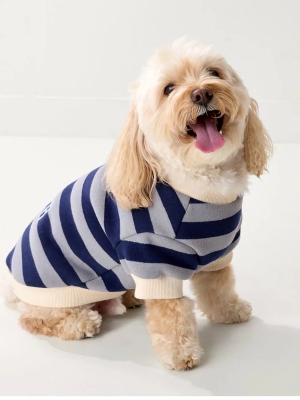 Mark & Graham FURB STRIPED DOG SWEATSHIRT gray navy size large